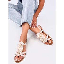 Amaur Sandalias beige con flores delicadas 5