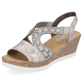 Sandalias de mujer cómodas con cuña slip-on multicolor Rieker 61916-91 beige 13