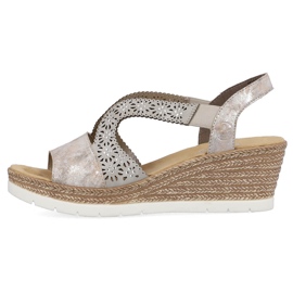 Sandalias de mujer cómodas con cuña slip-on multicolor Rieker 61916-91 beige 1