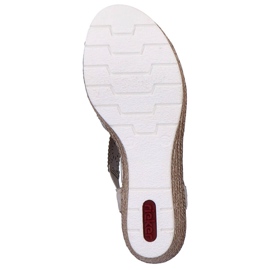 Sandalias de mujer cómodas con cuña slip-on multicolor Rieker 61916-91 beige 2