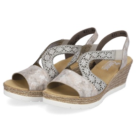 Sandalias de mujer cómodas con cuña slip-on multicolor Rieker 61916-91 beige 3