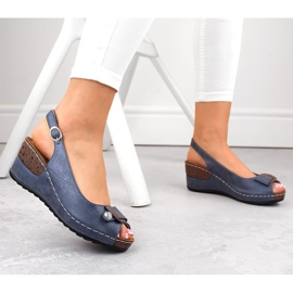 Sandalias cuña mujer cómodas color azul eVento 6230 5