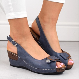 Sandalias cuña mujer cómodas color azul eVento 6230 6
