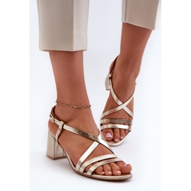 Sandalias de Piel con Tacón Bajo Maciejka 06653-25 Dorado 3