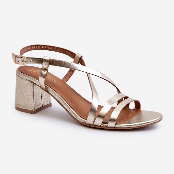 Sandalias de Piel con Tacón Bajo Maciejka 06653-25 Dorado 1