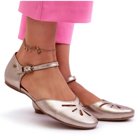 Sandalias de mujer de piel Maciejka 06641-25 Dorado 9
