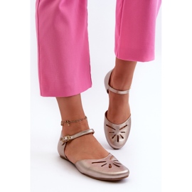Sandalias de mujer de piel Maciejka 06641-25 Dorado 4