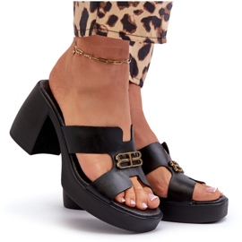 Zazoo 40419 Chanclas de Mujer de Piel con Aberturas y Adorno, Negro 8