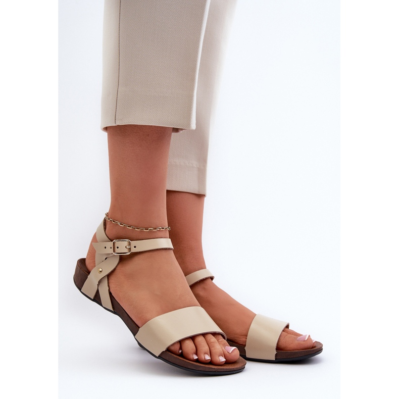 Zazoo 40027 Sandalias Planas Mujer Piel, Beige 2