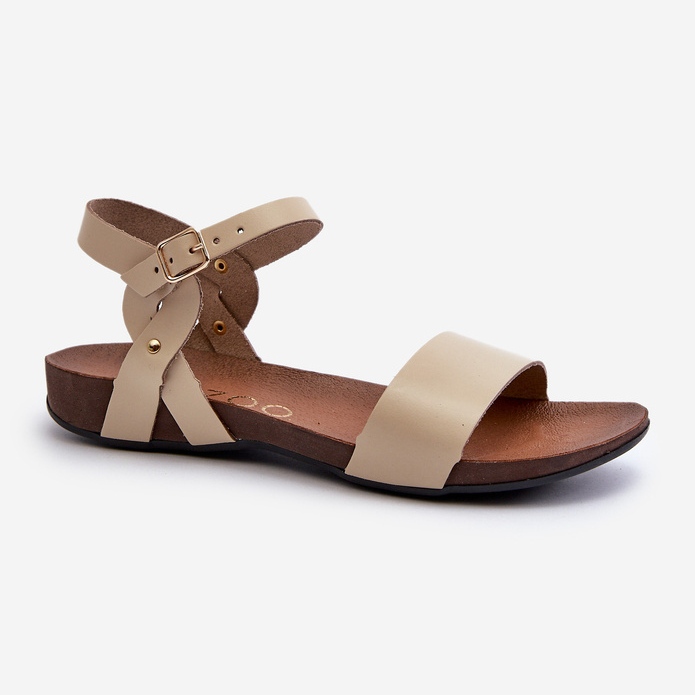 Zazoo 40027 Sandalias Planas Mujer Piel, Beige 1