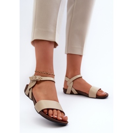 Zazoo 40027 Sandalias Planas Mujer Piel, Beige 3