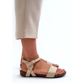Zazoo 40027 Sandalias Planas Mujer Piel, Beige 5