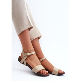Zazoo 40027 Sandalias Planas Mujer Piel, Beige 7