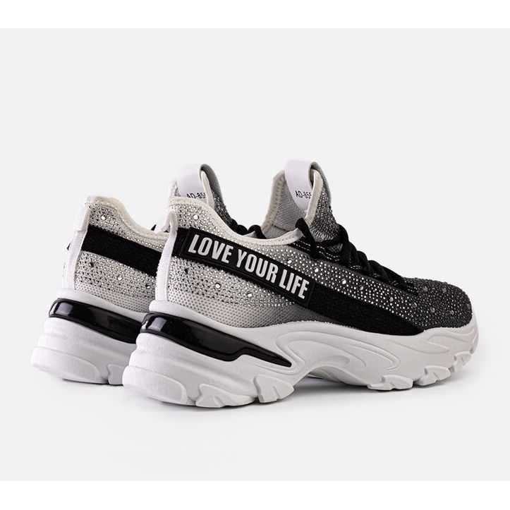 Zapatillas masivas brillantes blancas y grises de Senai negro 1