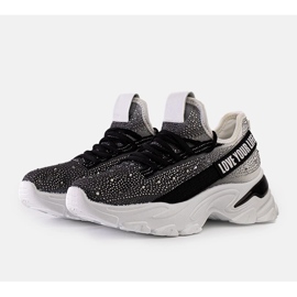 Zapatillas masivas brillantes blancas y grises de Senai negro 2