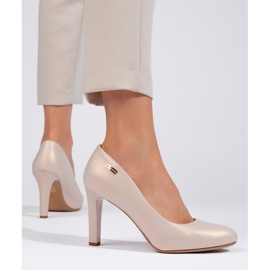 Elegantes zapatos de tacón con perlas de Sergio Leone beige 3