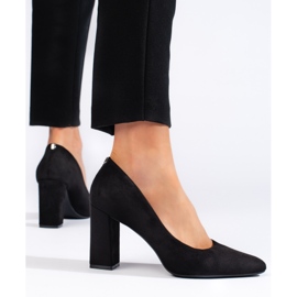Zapatos de tacón de ante negro con tacón grueso de Sergio Leone 1