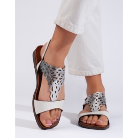 Sandalias de mujer caladas en blanco y plata de Sergio Leone 3