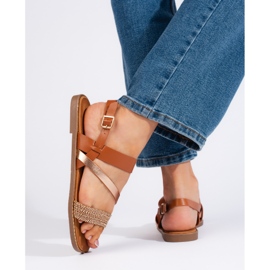 Sandalias de mujer marrones y doradas de Sergio Leone marrón 3