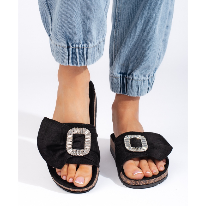 Chanclas negras con suela de corcho negro 1