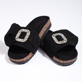 Chanclas negras con suela de corcho negro 3