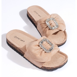 Chanclas beige con suela de corcho 2