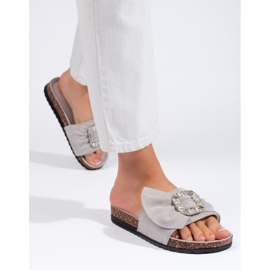 Chanclas grises con suela de corcho. 3