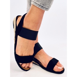 Amalf Sandalias alpargatas cuña baja negro 3