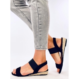 Amalf Sandalias alpargatas cuña baja negro 4