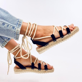 Zakaris Sandalias alpargatas con cordones negro 5