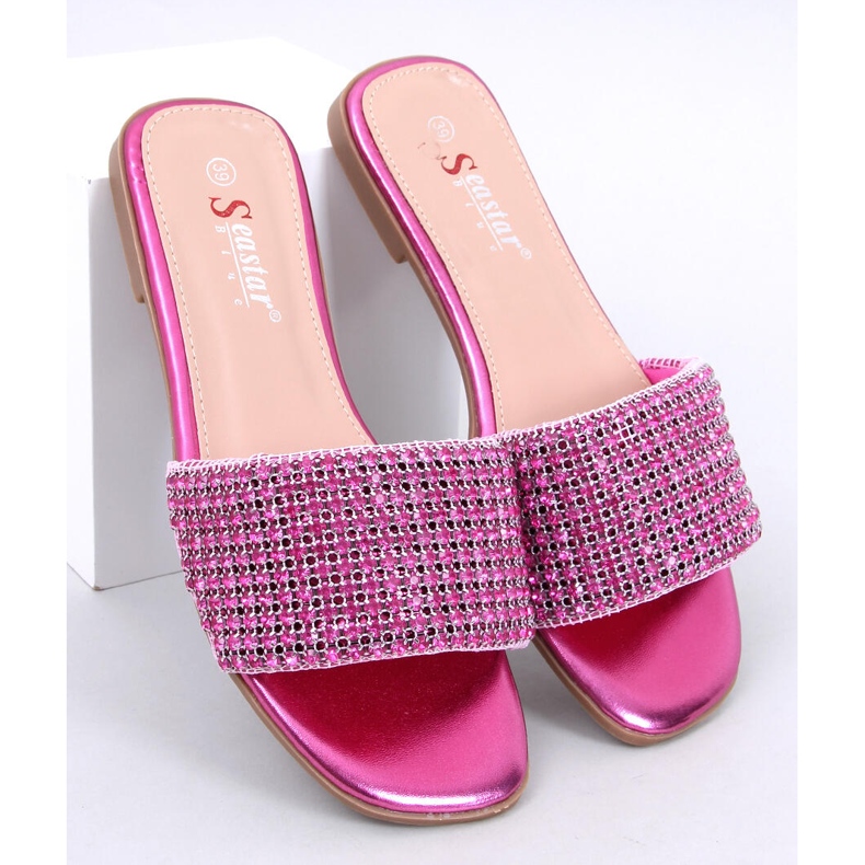 Yanni Chanclas fucsia strass rosado 1