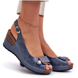 Sandalias Cuña Zapatos Confort Ligeros Mujer Azul Efravia 8