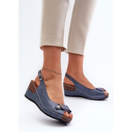 Sandalias Cuña Zapatos Confort Ligeros Mujer Azul Efravia 3