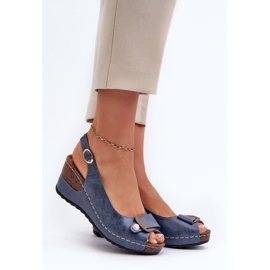Sandalias Cuña Zapatos Confort Ligeros Mujer Azul Efravia 2