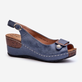 Sandalias Cuña Zapatos Confort Ligeros Mujer Azul Efravia 1