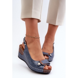 Sandalias Cuña Zapatos Confort Ligeros Mujer Azul Efravia 4