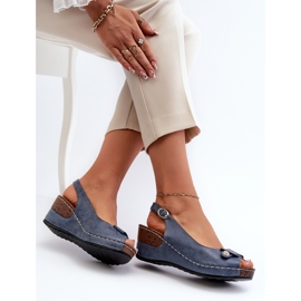 Sandalias Cuña Zapatos Confort Ligeros Mujer Azul Efravia 6
