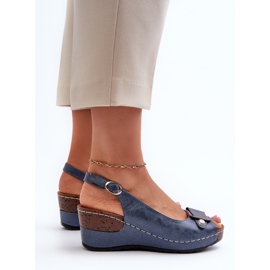 Sandalias Cuña Zapatos Confort Ligeros Mujer Azul Efravia 5