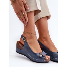 Sandalias Cuña Zapatos Confort Ligeros Mujer Azul Efravia 7