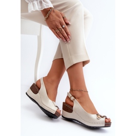 Evento Sandalias Mujer Cuña Ligera Zapatos Confort Beige y Plata Efravia 7