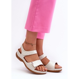 Evento Sandalias Mujer Cómodas con Velcro, Beige Iphiope plata 2