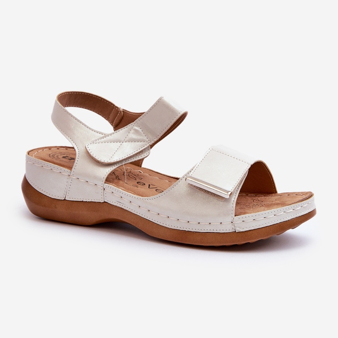 Evento Sandalias Mujer Cómodas con Velcro, Beige Iphiope plata 1