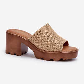 Chanclas de Mujer Titantha Beige con Tacones Altos Trenzados 1