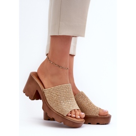 Chanclas de Mujer Titantha Beige con Tacones Altos Trenzados 2