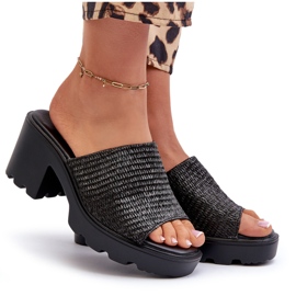Chanclas trenzadas Titantha de mujer de color negro con tacones altos 7