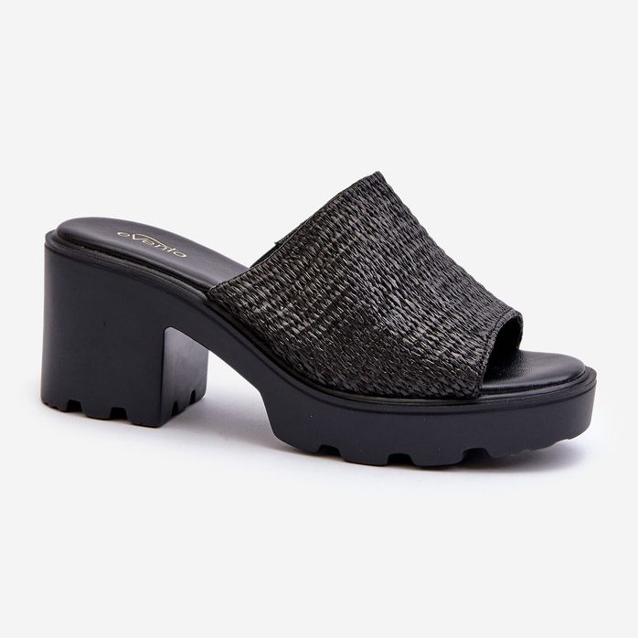 Chanclas trenzadas Titantha de mujer de color negro con tacones altos 1