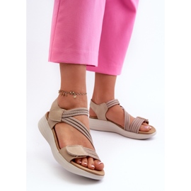 Sandalias Cómodas De Mujer Con Velcro Beige Eladora 3