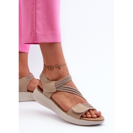 Sandalias Cómodas De Mujer Con Velcro Beige Eladora 5