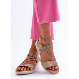 Sandalias Cómodas De Mujer Con Velcro Beige Eladora 6