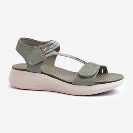 Sandalias Cómodas De Mujer Con Velcro Verde Eladora 1
